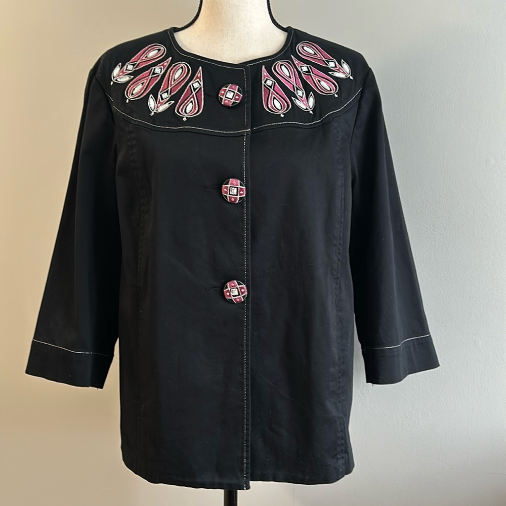 Bob Mackie Wearable Art Embellished Jacket in Black